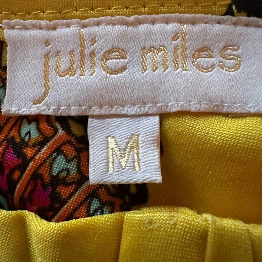 Julie Miles yellow Paisley Halter style dress size medium - Picture 6 of 7
